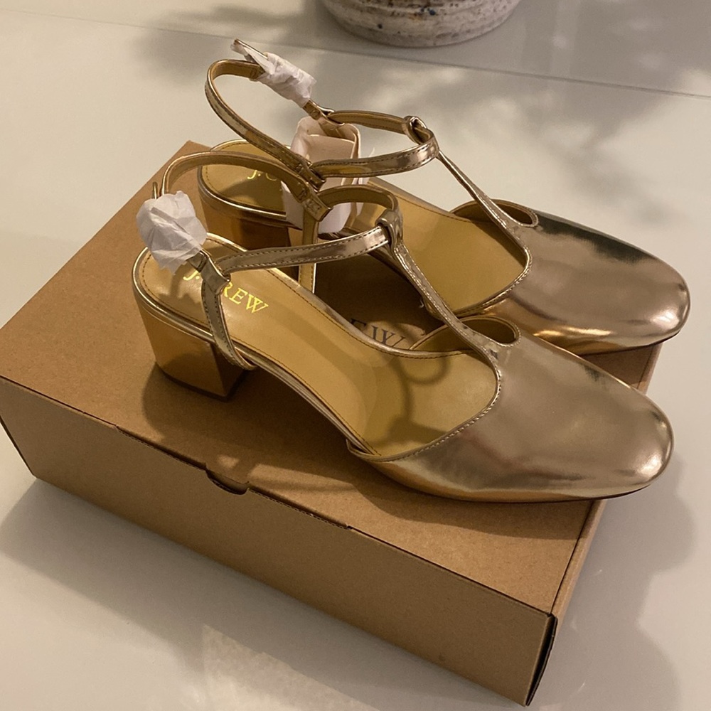 New Jcrew Factory T Strap Heels sz 9 - Picture 2 of 7